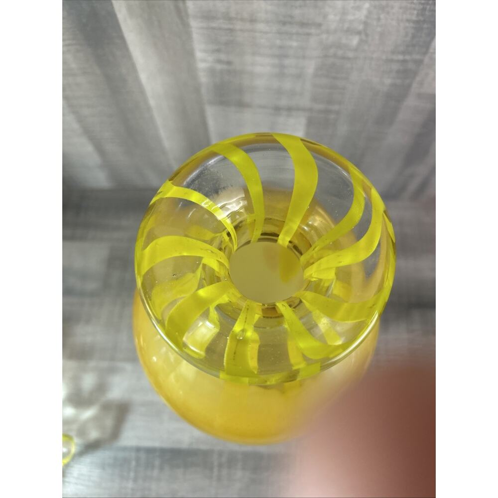 VTG Murano Glass Sunburst Vase Italy Yellow And Orange Heavy Art Deco - Picture 5 of 11
